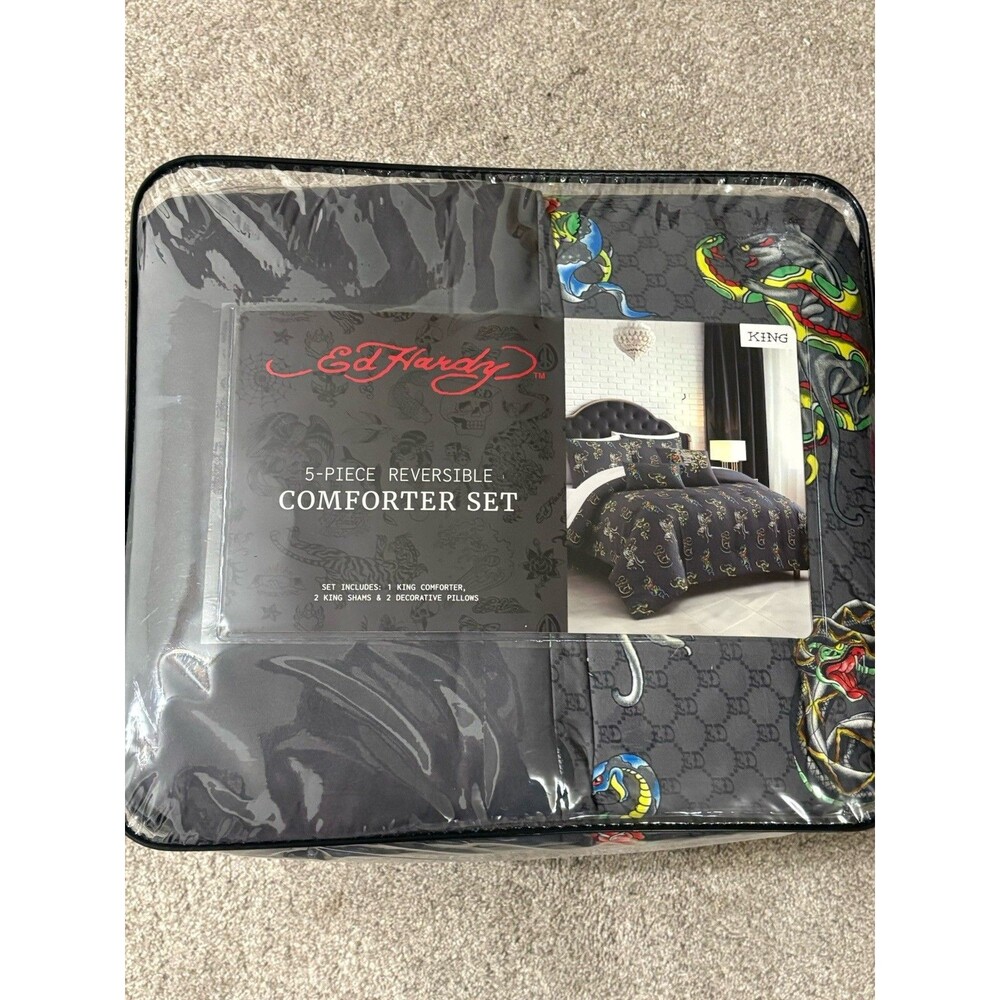 Ed Hardy King Reversible 5 Piece Comforter Set